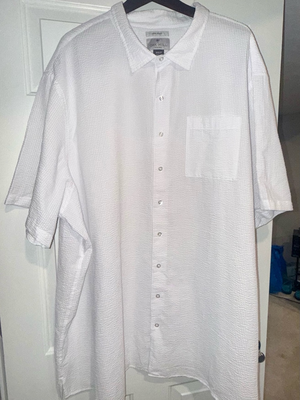 Oak Hill White Short-Sleeve Textured Button-Down Shirt - Men